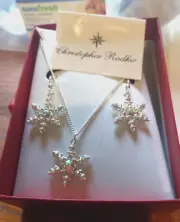 Christopher Radko Christmas snowflake necklace earrings set nib 35.00
