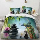 3D Peacock Stone ZHUA1853 Bed Pillowcases Quilt Duvet Cover Set Queen King Zoe