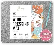 Briink Collective 100% New Zealand Wool Pressing Mat - Portable Ironing Board Quilting Supplies + Bonus Sewing Tool (17" x 13.5")