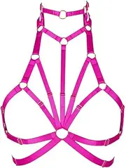 [PETM•HS] Women Sexy Body Breast Harness Exotic Bras Hollow Out Belts Punk Gothic Strappy Tops Festival Dance Rave Wear Art Clothing