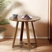 [Furb] Round Coffee Table, Modern Accent Side Table with Adjustable Foot Pads & Sturdy Soild Wood Frame, Sofa Cocktail Table for Home, Living Room, Office, Balcony(60CM, Walnut)
