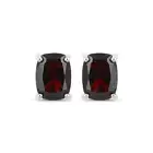 3.52 Ct Red Garnet Prong Set Earrings 925 Solid Sterling Silver