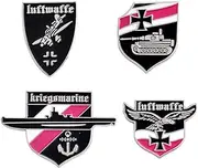 [Pinstant] Set of 4 German Medal Lapel PIN BADGE Luftwaffe Kriegsmarine Panzers WW2 Cross World War 2 II WWII, Any, Metal, no gemstone