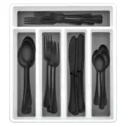 Drawer Organizer Stainless Steel 30-piece Matte Black Silverware Set Flatware