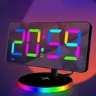 RGB alarm clock with wireless charging night light LED digital clock desk clock