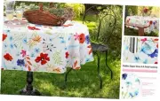 Outdoor Tablecloth with Umbrella Hole, Spring & Summer Oval 60"×84" Floral2