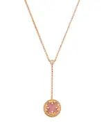Roberto Coin 18K Yellow Gold Diamond, Pink Opal & Mother of Pearl Venetian Princess Medallion Reversible Lariat Necklace, 16