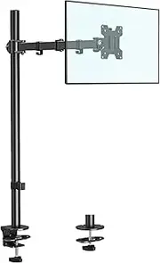 MOUNTUP Single Monitor Desk Mount, Tall Monitor Stand for 13-32 Inch Screen, 80.6cm Pole Adjustable Computer Mount, Articulating Monitor Arm, VESA Mount with Clamp/Grommet Mounting Base, up to 17.6lbs