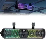 KEMIMOTO UTV Sound Bar 18 Inch SXS Speaker RGB Wireless Control Bluetooth Compatible with 2X Tweeter and 2X Subwoofer Compatible with Polaris Can am Talon CForce, for 1.56"- 2.25" Roll Cage