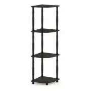 Furinno Turn-N-Tube Wood 4-Tier Corner Display Rack in Espresso/Black
