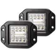 LIGHTFOX 2 x 5inch LED Work Light Flush Mount Spot Flood Reverse Offroad 4x4