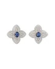 Suzy Levian Silver 0.02 ct. tw. Diamond & Gemstone Stud Earrings