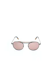 Thin mirror leg round frame sunglasses 50 Nude