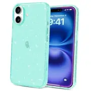 Compatible with iPhone 16 Plus Case Clear for IPhone 16 Plus Green Glitter