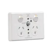 Clipsal Classic C2000 Series Double Powerpoint 250V 10Amp 2Pole 30Ma RCD Protected White - C2025RCD30-WE