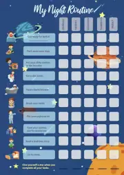 Night routine BOY behaviour task reward chart + stickers + marker