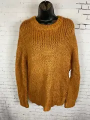 Charlotte Russe Knit Sweater Medium Women's Orange Gold Chunky Yarn (J57)
