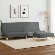 vidaXL 2-Seater Sofa Bed with Pillows and Footstool Dark Grey Velvet