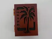 KC HAWAII ISLAND STYLE KEEPSAKE BOX CHERRY LOOK JEWELRY CARVED PALM TREE DESIGN