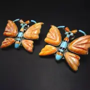 FEDERICO JIMENEZ Sterling Silver ORANGE SPINY OYSTER SHELL Butterfly Earrings