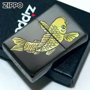 Carp Fish Yellow Shell Inlay Black Zippo Oil Lighter MIB