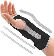 Wrist Brace, Night Wrist Sleep Support Brace, Relieve Carpal Tunnel Symptoms and Tendonitis For Arthritis Cushioned Pain, Adjustable One Size fits Most (black)
