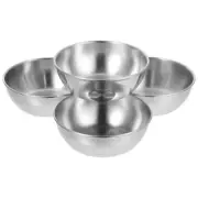 4 Pcs Stainless Steel Saucer Condiment Serving Tray Bowl Silver Round