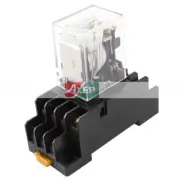 A● HH54PL 4PDT 14 Pin Power Relay w Socket w Socket Base Coil DC 220V