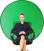 Green Screen Backdrop, 55.9inch Round Green Screen Chair Background Portable Webcam Background Round Green Screen Chair Backdrop for Video Chats Video Conference Game