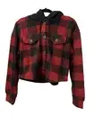 Hippie Rose Women Small Plaid Button Sweater Top Shirt Buffalo Red Black Flannel