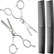 4 Pcs Hair Cutting Scissors Set, SourceTon Professional Hair Cutting Scissors Set with Cutting Scissor, Thinning Scissor and 2 Combs for Barber, Salon, Home