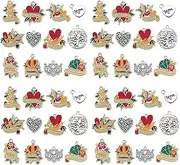 [Youdiyla] 40pcs Rainbow Pride Charms Collection Enamel Pendants with Love Hearts, Peace Signs, Flags, Hot Air Balloons for DIY Jewelry Making