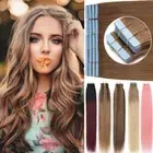 60PCS Tape Hair Extensions Russian Tape In Real Human Hair Extensions Brown Weft