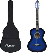 'vidaXL Classical Blue Classical Guitar Set with Accessories, 39" Full Size, Basswood Body and Nylon Strings, for All Levels