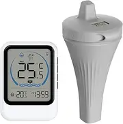 Vislone Wireless Pool Thermometer with Temperature Sensor for Pool, Aquarium, Swimming Pool, 12/24 Hour Time Format Recording the Highest and Lowest Outdoor Temperature, Switchable in ℃/℉