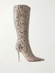 [Amina Muaddi] Amina Muaddi - Barbara Snake-effect Leather Knee Boots - Snake print - IT36 IT 36 Animal print