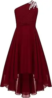 [Yihuimin] Flower Girls Dress One Shoulder Straps Back Chiffon High Low Party Dresses Cocktail Gown