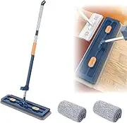 New Style Large Flat Mop, Roseionly Large Flat Mop, 360° Rotatable Adjustable Cleaning Mop, Self-Contained Dewatering Scraper Mop, Magic Mop 360° with Dewatering Scraper (Blue)