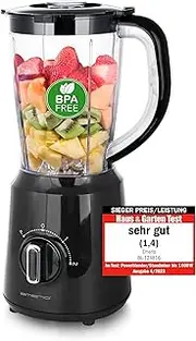 [Emerio] BL-12816.8 Blender BPA Free Crush Ice Function 1.5 L Container 2 Speeds + Pulse Function Stainless Steel Blade Unit Safety Switch Dishwasher Safe 500 Watt Black