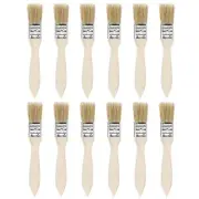 1 Inch Paint Brush Natural Bristle Flat Edge Wood Handle for Painting 12Pcs