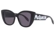 Alexander McQueen AM0347S 001 Sunglasses Women's Black/White/Grey Cat Eye 54mm