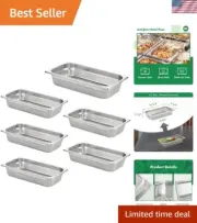 Stainless Steel Chafing Table Pans - 6-Piece Set, 2.5" Deep for Food Service