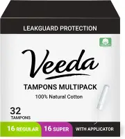 100% Natural Cotton Compact Regular and Super Tampons - Compact Bpa-Free Applica