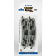 Bachmann 44505 HO-Scale 15" Radius Curve E-Z Track (4-pcs) Nickel-Silver Grey