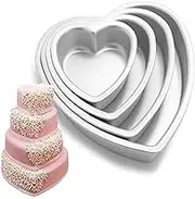 Heart-Shaped Cake PanHeart Shaped Cake Mold，Heart Shaped live Bottom Cake Tin，Heart Shaped Stainless Steel Mould，Removable Bottom Household and Kitchen Heart-Shaped Cake Pan ，4 Per set（ 5 inch, 6 inch, 8 inch, 10 inch）