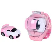 2.4GHz Rechargeable Mini Watch Remote Control Car Wearable Watch RC Car Toy For Kids-Pink