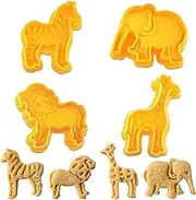 4 Piece Set Animal Cookie Cutters Zoo Animals Cookie Cutters Fondant Cutters Shapes Perfect for Baking Elephant, Giraffe, Lion, Zebra Shapes Cookie Cutter DIY Baking Mold for Kids
