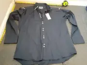 The Authentic Shirt Maker Button Front Shirt Navy Blue Mens 6 Large 2 XL #S154