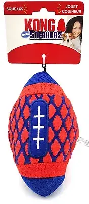 KONG Sneakerz Sport Football MEDIUM Squeaky Toss & Fetch Dog Play Toy 7"