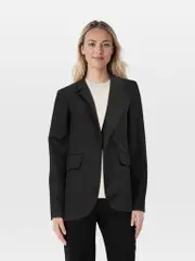 Black Wool Open Front Blazer